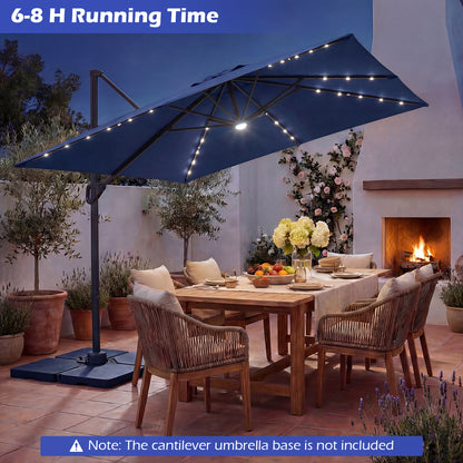 10 FT Cantilever Patio Umbrella, Solar LED Lights, Blue Outdoor Umbrellas at Gallery Canada
