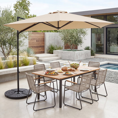 10 FT Cantilever Patio Umbrella, 360° Rotation, Beige