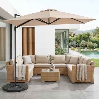 10 FT Cantilever Patio Umbrella, 360° Rotation, Beige