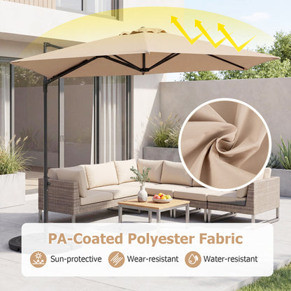 10 FT Cantilever Patio Umbrella, 360° Rotation, Beige