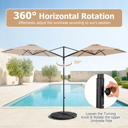 10 FT Cantilever Patio Umbrella, 360° Rotation, Beige
