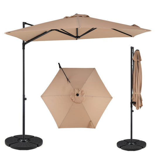 10 FT Cantilever Patio Umbrella, 360° Rotation, Tan Outdoor Umbrellas Tan at Gallery Canada
