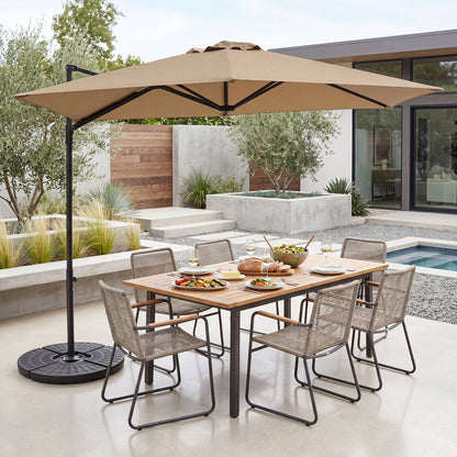 10 FT Cantilever Patio Umbrella, 360° Rotation, Tan