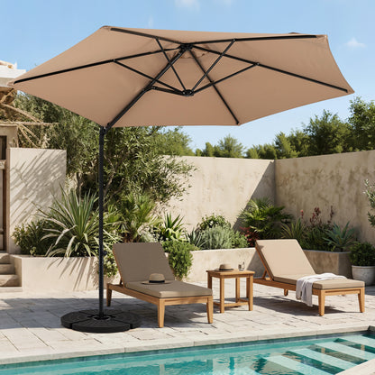 10 FT Cantilever Patio Umbrella, 360° Rotation, Tan
