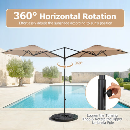 10 FT Cantilever Patio Umbrella, 360° Rotation, Tan