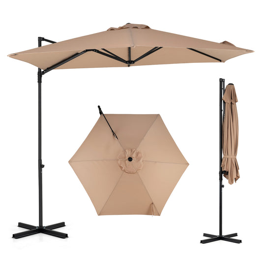10 FT Cantilever Patio Umbrella, 360° Rotation, Tan Outdoor Umbrellas Tan at Gallery Canada