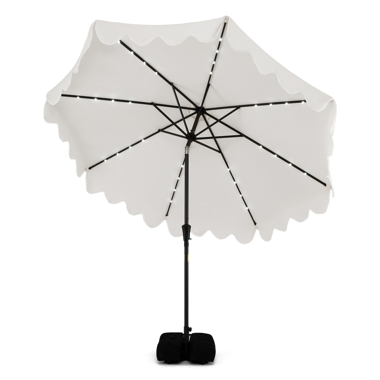 10 FT Outdoor Patio Umbrella, Solar LED Lights, Weighted Base, Beige Outdoor Umbrellas at Gallery Canada