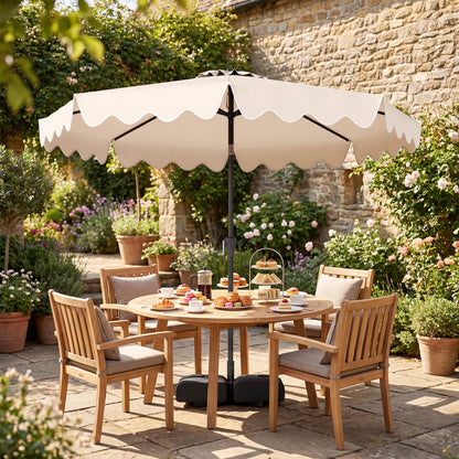 10 FT Outdoor Patio Umbrella, Solar LED Lights, Weighted Base, Beige Outdoor Umbrellas at Gallery Canada