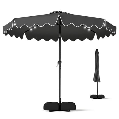 10 FT Outdoor Patio Umbrella, Solar LED Lights, Weighted Base, Gray Outdoor Umbrellas at Gallery Canada