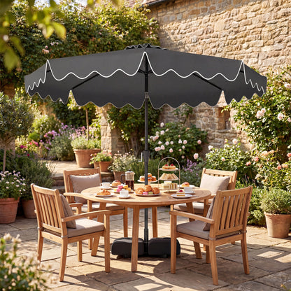 10 FT Outdoor Patio Umbrella, Solar LED Lights, Weighted Base, Gray Outdoor Umbrellas at Gallery Canada