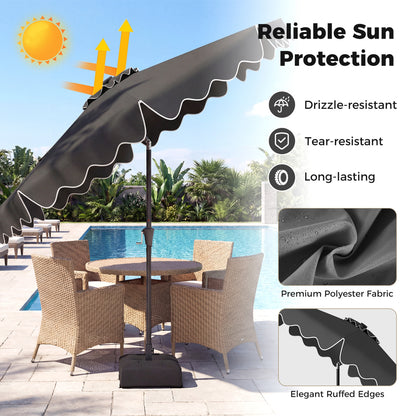 10 FT Outdoor Patio Umbrella, Solar LED Lights, Weighted Base, Gray Outdoor Umbrellas at Gallery Canada