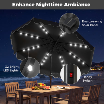 10 FT Outdoor Patio Umbrella, Solar LED Lights, Weighted Base, Gray Outdoor Umbrellas at Gallery Canada