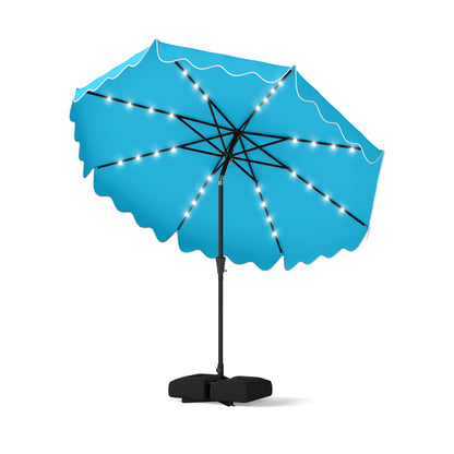 10 Ft Outdoor Patio Umbrella, Solar LED Lights, Weighted Base, Turquoise Outdoor Umbrellas at Gallery Canada