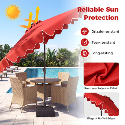 10 FT Patio Umbrella With Solar LED Lights, Weighted Base, Red Outdoor Umbrellas at Gallery Canada