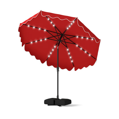 10 FT Patio Umbrella With Solar LED Lights, Weighted Base, Red Outdoor Umbrellas at Gallery Canada