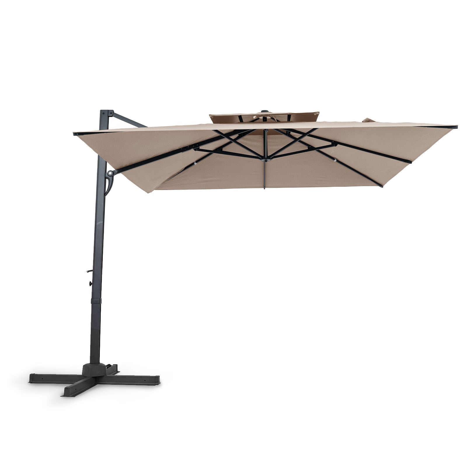 10 FT Patio Cantilever Umbrella, 360° Rotation, 8 Ribs, Beige Outdoor Umbrellas at Gallery Canada