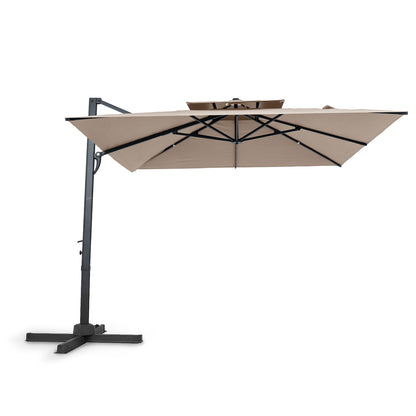 10 FT Patio Cantilever Umbrella, 360° Rotation, 8 Ribs, Beige Outdoor Umbrellas at Gallery Canada