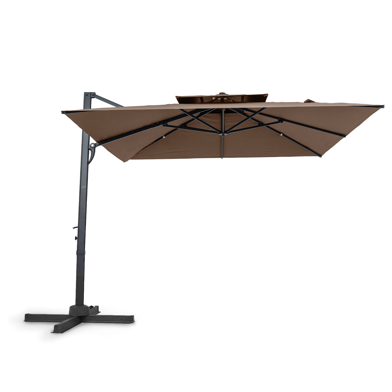 10 Ft Patio Cantilever Umbrella, 360° Rotation, 8 Ribs, Tan Outdoor Umbrellas at Gallery Canada