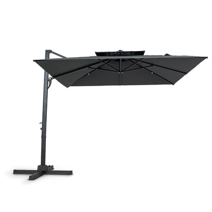 10 FT Patio Cantilever Umbrella, 360° Rotation, 8 Ribs, Gray Outdoor Umbrellas at Gallery Canada