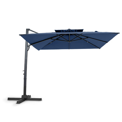 10 FT Patio Cantilever Umbrella, 360° Rotation, 8 Ribs, Navy Outdoor Umbrellas at Gallery Canada