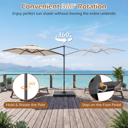 10 FT Patio Cantilever Umbrella, 360° Rotation, Beige Outdoor Umbrellas at Gallery Canada