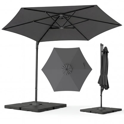 10 FT Patio Cantilever Umbrella, 360° Rotation, Air Vent, Gray Outdoor Umbrellas at Gallery Canada