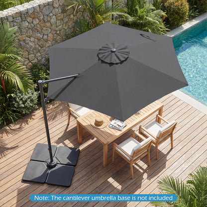 10 FT Patio Cantilever Umbrella, 360° Rotation, Air Vent, Gray Outdoor Umbrellas at Gallery Canada