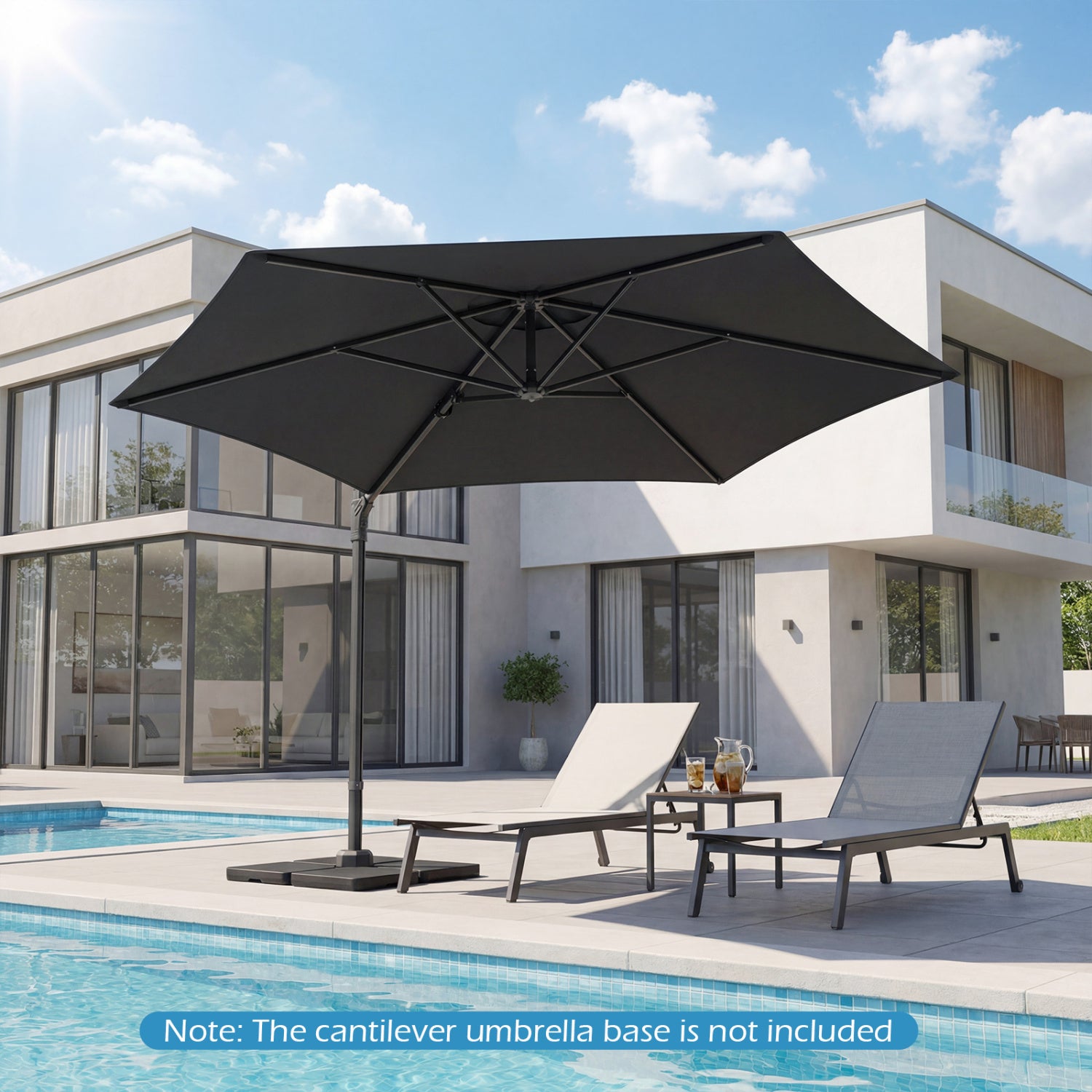10 FT Patio Cantilever Umbrella, 360° Rotation, Air Vent, Gray Outdoor Umbrellas at Gallery Canada