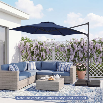 10 FT Patio Cantilever Umbrella, 360° Rotation, Air Vent, Blue Outdoor Umbrellas at Gallery Canada