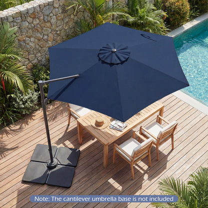 10 FT Patio Cantilever Umbrella, 360° Rotation, Air Vent, Blue Outdoor Umbrellas at Gallery Canada