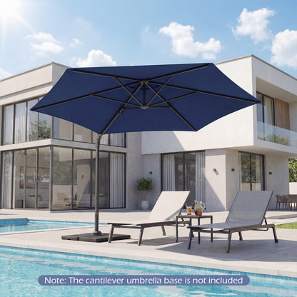 10 FT Patio Cantilever Umbrella, 360° Rotation, Air Vent, Blue Outdoor Umbrellas at Gallery Canada