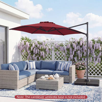 10 FT Patio Cantilever Umbrella, 360° Rotation, Air Vent, Wine Outdoor Umbrellas at Gallery Canada