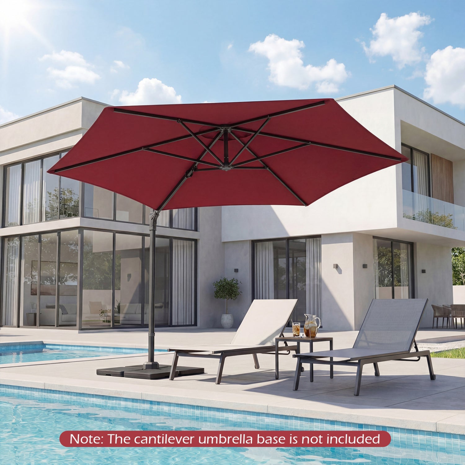 10 FT Patio Cantilever Umbrella, 360° Rotation, Air Vent, Wine Outdoor Umbrellas at Gallery Canada