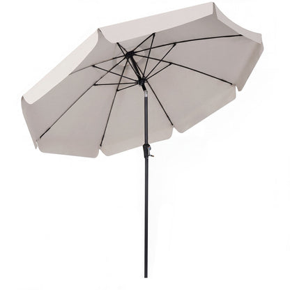 10 FT Scalloped Patio Umbrella with Push Button Tilt and 8 Fiberglass Ribs, Beige Outdoor Umbrellas at Gallery Canada