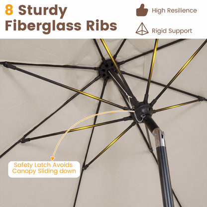 10 FT Scalloped Patio Umbrella with Push Button Tilt and 8 Fiberglass Ribs, Beige Outdoor Umbrellas at Gallery Canada