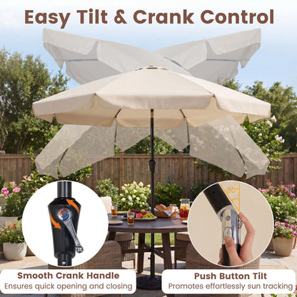 10 FT Scalloped Patio Umbrella with Push Button Tilt and 8 Fiberglass Ribs, Beige Outdoor Umbrellas at Gallery Canada