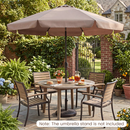 10 FT Scalloped Patio Umbrella with Push Button Tilt and 8 Fiberglass Ribs, Brown Outdoor Umbrellas at Gallery Canada