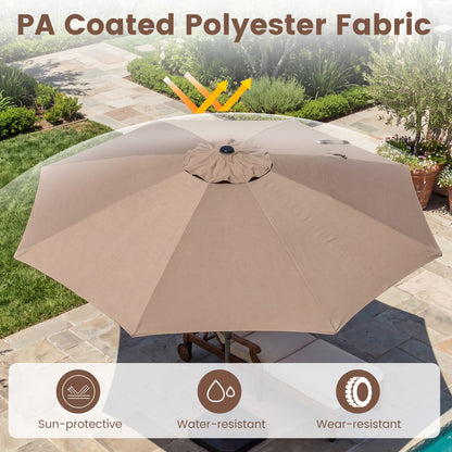 10 FT Scalloped Patio Umbrella with Push Button Tilt and 8 Fiberglass Ribs, Brown Outdoor Umbrellas at Gallery Canada