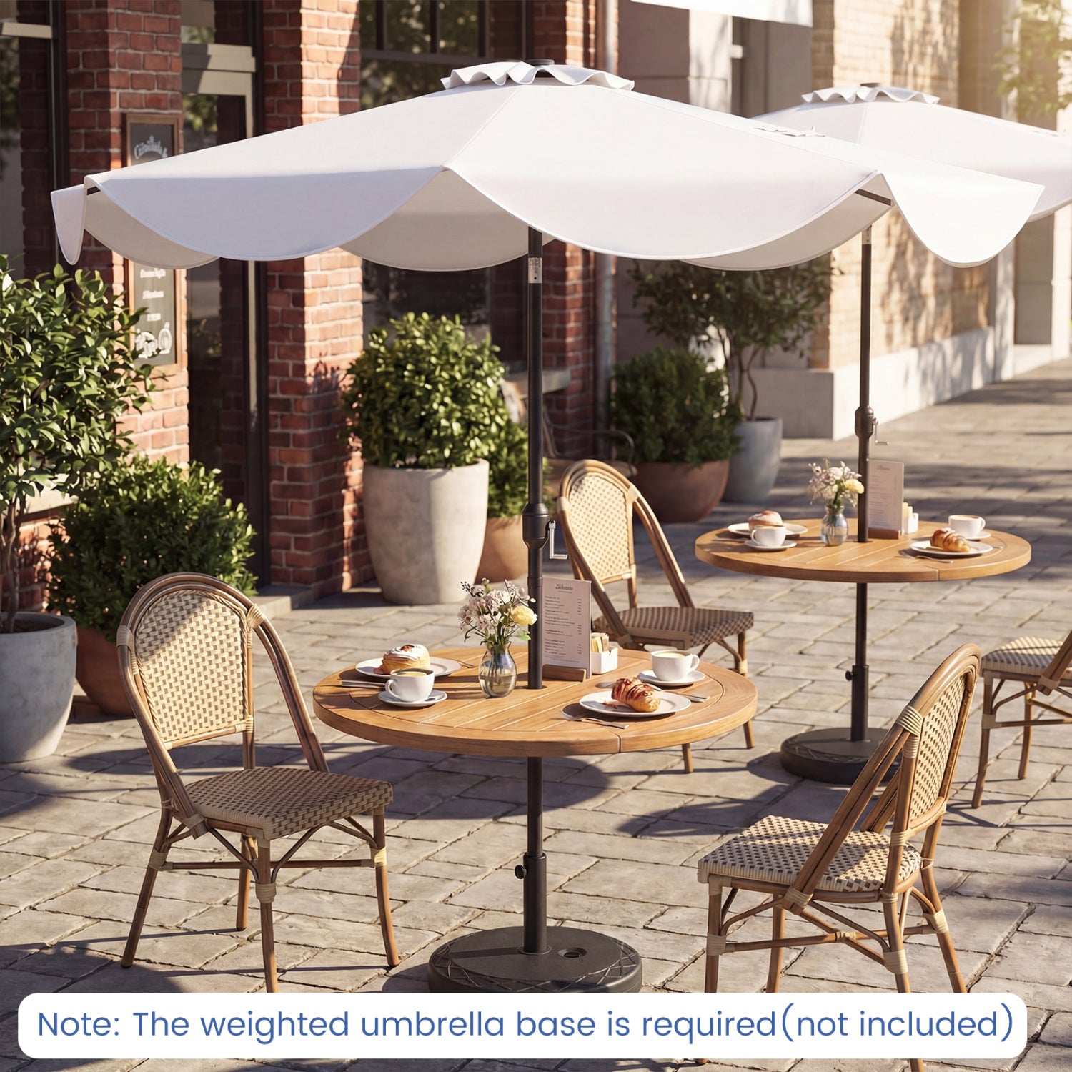 10 FT Scalloped Solar Patio Umbrella With 24 LED Lights, Beige Outdoor Umbrellas at Gallery Canada