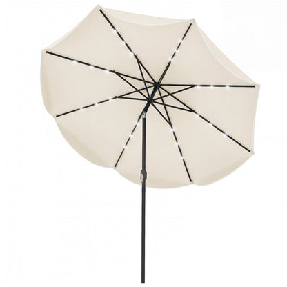 10 FT Scalloped Solar Patio Umbrella With 24 LED Lights, Beige Outdoor Umbrellas at Gallery Canada