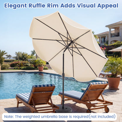 10 FT Scalloped Solar Patio Umbrella With 24 LED Lights, Beige Outdoor Umbrellas at Gallery Canada