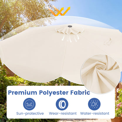 10 FT Scalloped Solar Patio Umbrella With 24 LED Lights, Beige Outdoor Umbrellas at Gallery Canada