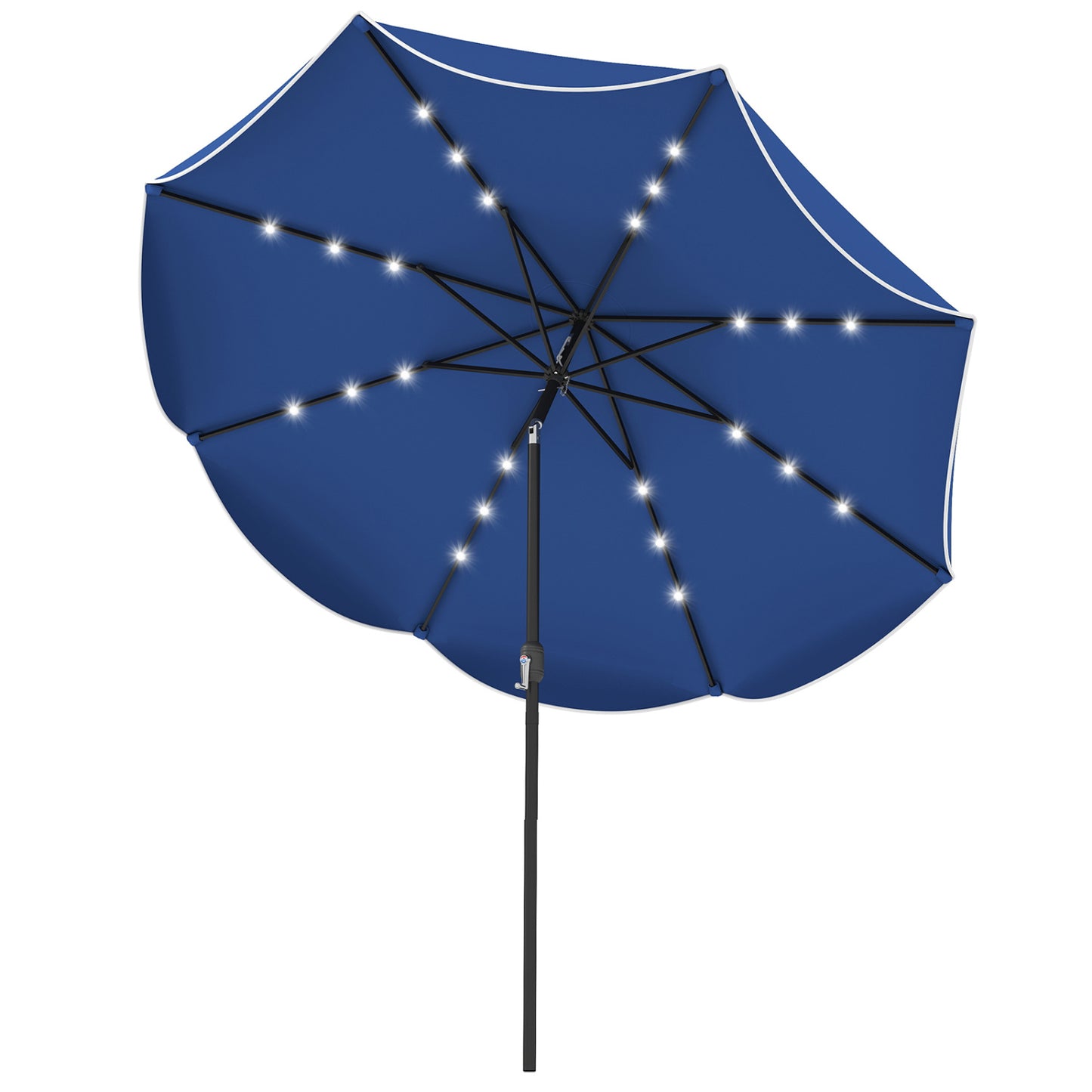 10 FT Scalloped Solar Patio Umbrella With 24 LED Lights, Navy Outdoor Umbrellas at Gallery Canada