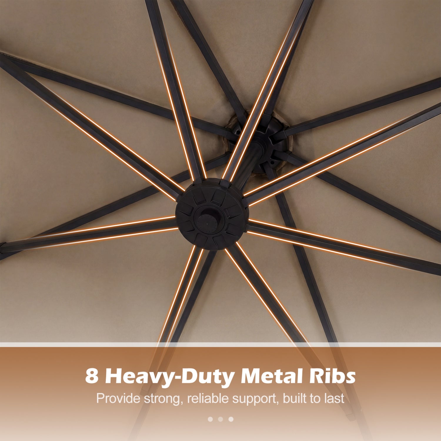 10 FT Solar LED Offset Cantilever Patio Umbrella, Brown Outdoor Umbrellas at Gallery Canada