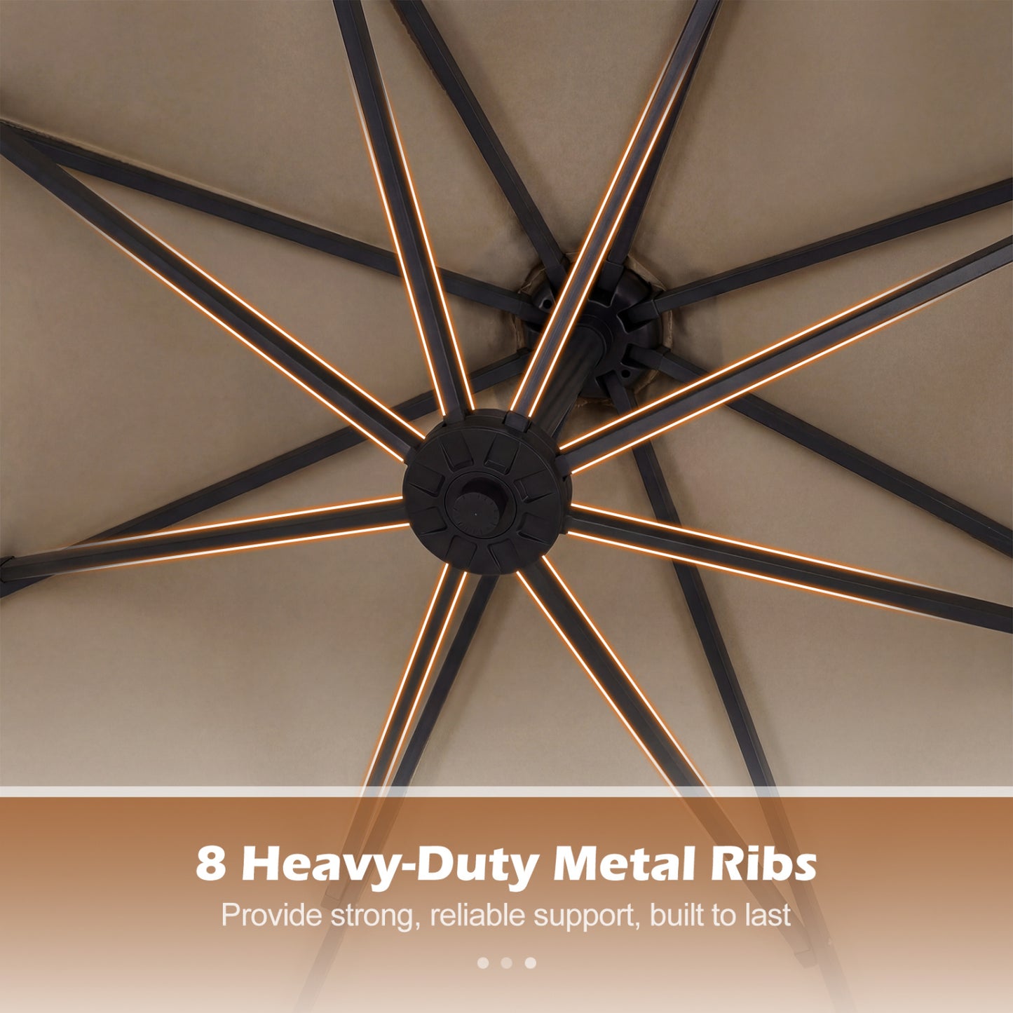 10 FT Solar LED Offset Cantilever Patio Umbrella, Brown Outdoor Umbrellas at Gallery Canada