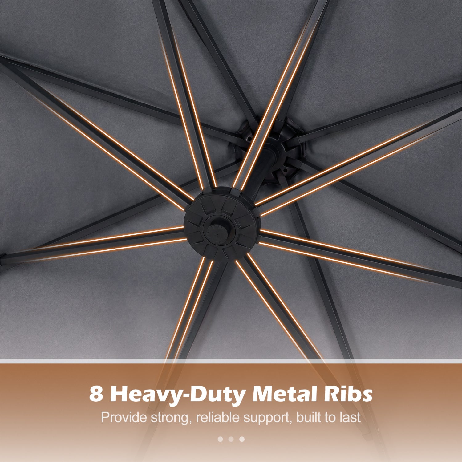 10 FT Solar LED Offset Cantilever Patio Umbrella, Gray Outdoor Umbrellas at Gallery Canada