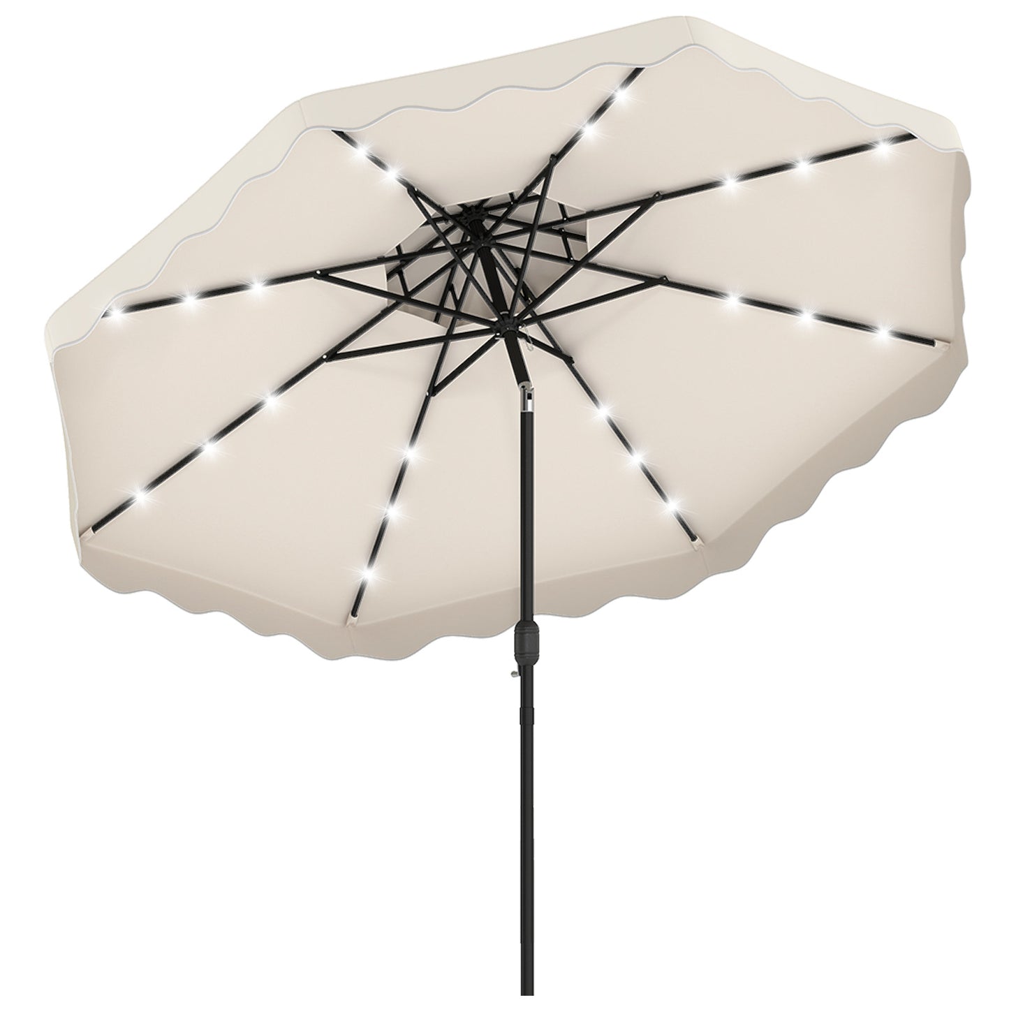 10 FT Solar LED Patio Umbrella, Beige Outdoor Umbrellas at Gallery Canada