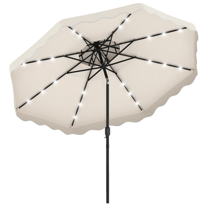 10 FT Solar LED Patio Umbrella, Beige Outdoor Umbrellas at Gallery Canada