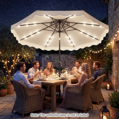 10 FT Solar LED Patio Umbrella, Beige Outdoor Umbrellas at Gallery Canada