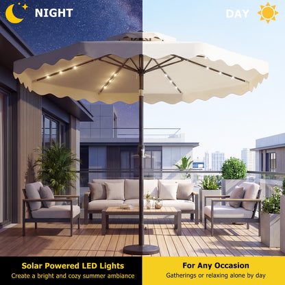 10 FT Solar LED Patio Umbrella, Beige Outdoor Umbrellas at Gallery Canada